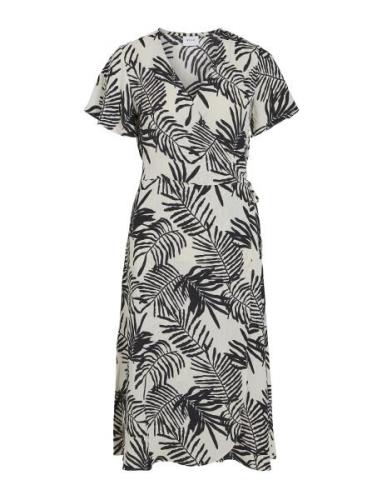 Vilovie S/S Wrap Midi Dress/Su - Knälång Klänning White Vila