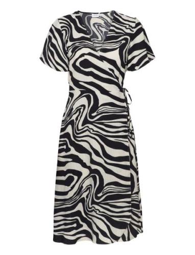 Vilovie S/S Wrap Midi Dress - Noos Knälång Klänning Black Vila