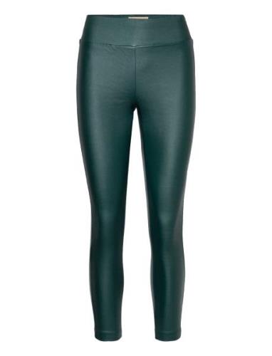 Sc-Pam Bottoms Trousers Leather Leggings-Byxor Green Soyaconcept