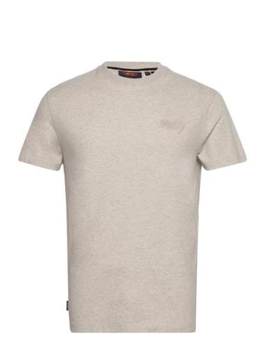 Essential Logo Emb Tee Tops T-shirts Short-sleeved Cream Superdry