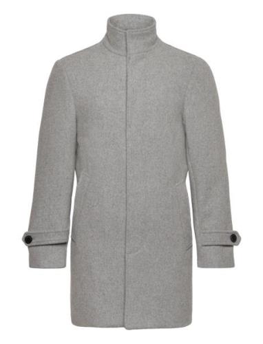 Recycled Wool Funnel Neck Coat Yllerock Rock Grey Lindbergh