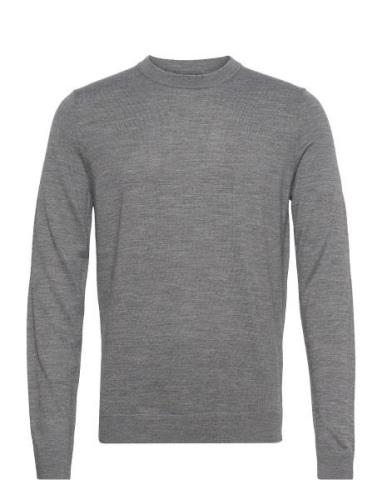 Slhtown Merino Coolmax Knit Crew Noos Tops Knitwear Round Necks Grey S...