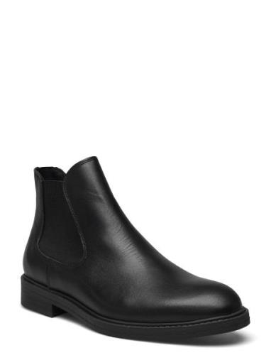 Slhblake Leather Chelsea Boot Noos Stövletter Chelsea Boot Black Selec...