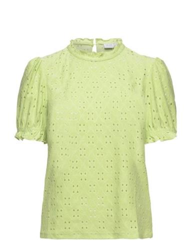 Vikawa S/S Flounce Top - Noos Tops Blouses Short-sleeved Green Vila