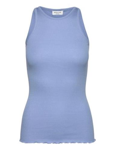 Silk Top Tops T-shirts & Tops Sleeveless Blue Rosemunde