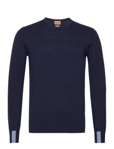 Adam Supima O-Neck Knit Tops Knitwear Round Necks Navy Mos Mosh Galler...