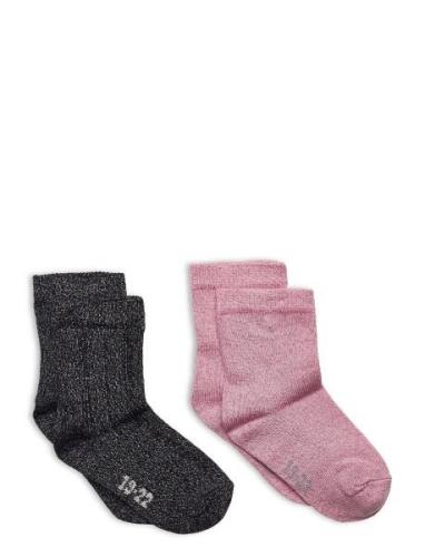 Ankle Sock W. Lurex Sockor Strumpor Pink Minymo