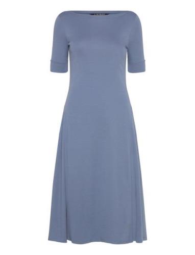 Refined Stretch 1X1-Dress Knälång Klänning Blue Lauren Ralph Lauren