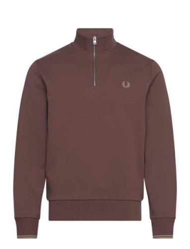 Half Zip Sweatshirt Tops Sweat-shirts & Hoodies Sweat-shirts Brown Fre...