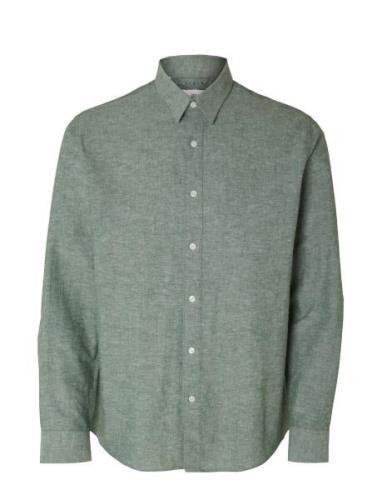 Slhregnew-Linen Shirt Ls Classic W Tops Shirts Casual Green Selected H...