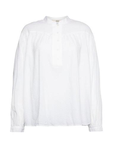 Dobby Texture Blouse Tops Blouses Long-sleeved White Esprit Casual