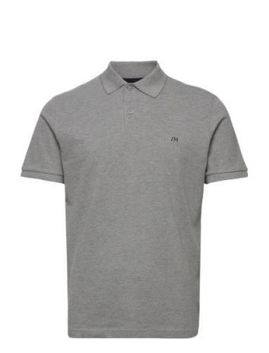 Slhdante Ss Polo Noos Tops Polos Short-sleeved Grey Selected Homme