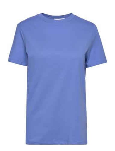 Slfmyessential Ss O-Neck Tee Tops T-shirts & Tops Short-sleeved Blue S...