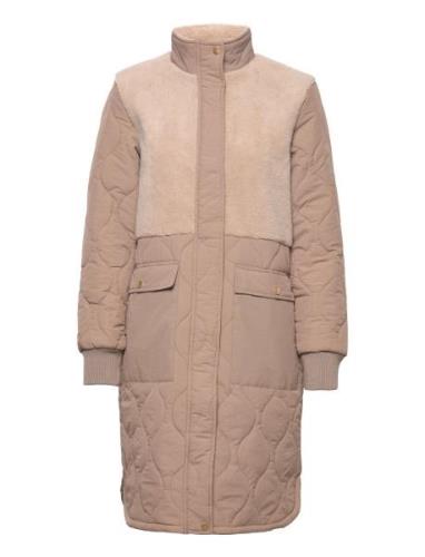 Hollie W Long Quilted Jacket Kviltad Jacka Beige Weather Report