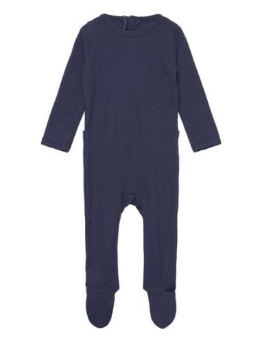 Rib Jersey Full Body W. Back Opening Långärmad Bodysuit Navy Copenhage...