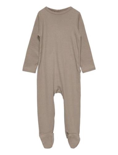 Rib Jersey Full Body W. Back Opening Långärmad Bodysuit Beige Copenhag...