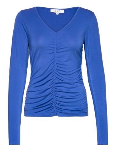 Cc Heart Sofia Gathered Front Blouse Tops Blouses Long-sleeved Blue Co...