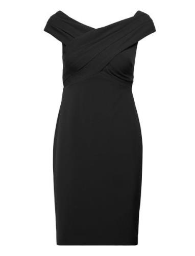 Crepe Off-The-Shoulder Cocktail Dress Kort Klänning Black Lauren Ralph...