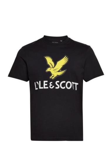 Printed T-Shirt Tops T-shirts Short-sleeved Black Lyle & Scott