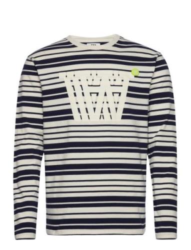 Mel Stripe Long Sleeve Tops T-shirts Long-sleeved Cream Double A By Wo...