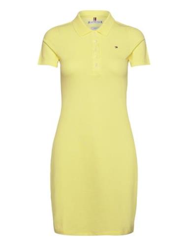 1985 Slim Pique Polo Dress Ss Kort Klänning Yellow Tommy Hilfiger