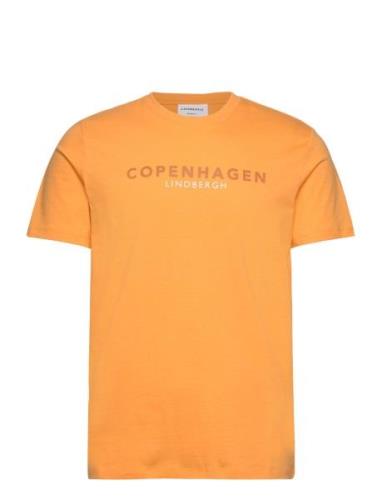 Copenhagen Print Tee S/S Tops T-shirts Short-sleeved Orange Lindbergh