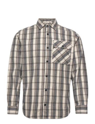 Jcodesert Herringb Check Shirt Ls Ln Tops Shirts Casual Grey Jack & J ...