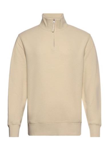 GANT Waffle Texture Half Zip Beige