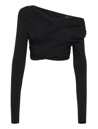 Viscose Jersey Stretch Cropped Long Sleeve Top Tops Blouses Long-sleev...