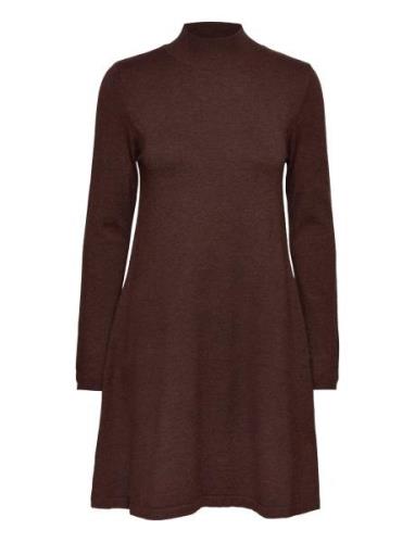 Vicomfy A-Line Rollneck Knit Dress/Pb/1 Dresses Knitted Dresses Brown ...