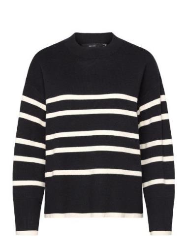 Vmsaba Ls O-Neck Stripe Pullover Ga Noos Tops Knitwear Jumpers Black V...