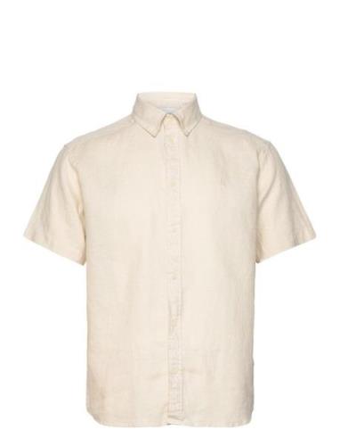 Kris Linen Ss Shirt Tops Shirts Short-sleeved Cream Les Deux