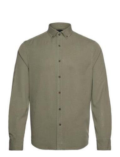 Carl Lyocell Shirt Tops Shirts Casual Khaki Green Lexington Clothing