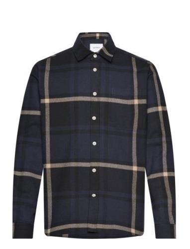Jeremy Flannel Shirt Tops Shirts Casual Navy Les Deux