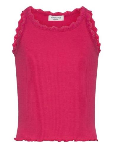 Rkbeatha Sl Top W/ Lace Tops T-shirts Sleeveless Pink Rosemunde Kids
