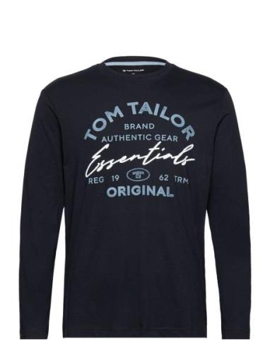 Longsleeve With Print Tops T-shirts Long-sleeved Black Tom Tailor