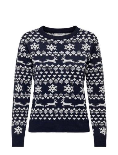 Onlxmas Snowflake Ls O-Neck Knt Tops Knitwear Jumpers Navy ONLY