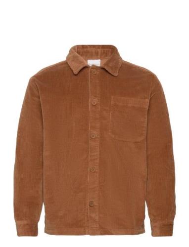 Stretched 8-Wales Corduroy Overshir Tops Overshirts Brown Knowledge Co...