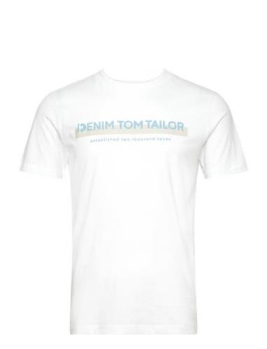 Printed T-Shirt Tops T-shirts Short-sleeved White Tom Tailor