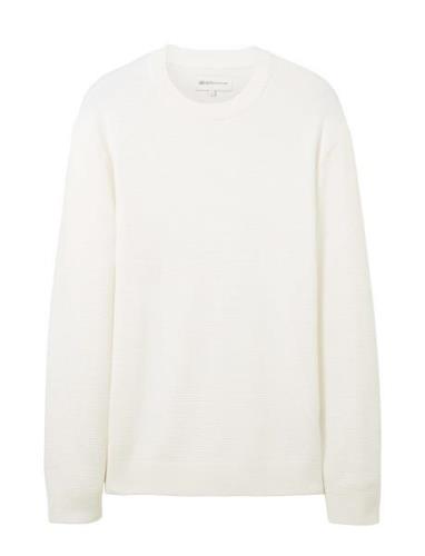 Structured Basic Knit Tops Knitwear Round Necks White Tom Tailor