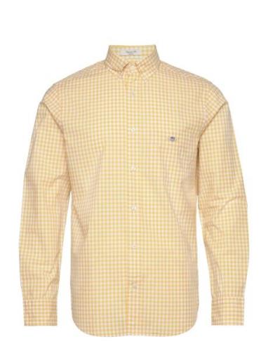 Reg Classic Poplin Gingham Shirt Tops Shirts Casual Yellow GANT