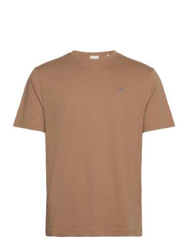 Reg Shield Ss T-Shirt Tops T-shirts Short-sleeved Brown GANT