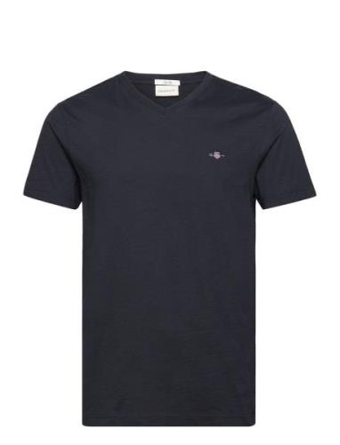 Slim Shield Vneck Tshirt Tops T-shirts Short-sleeved Black GANT