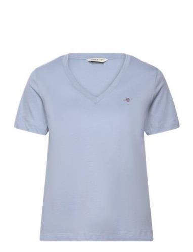 GANT Reg Shield Ss V-Neck T-Shirt Blå