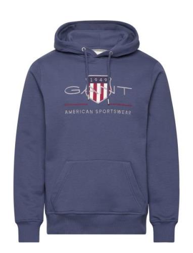 Reg Archive Shield Hoodie Tops Sweat-shirts & Hoodies Hoodies Blue GAN...