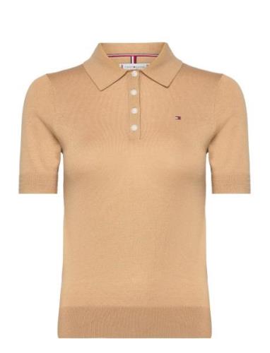 Tommy Hilfiger Co Lyocell Button Polo Ss Swt Beige