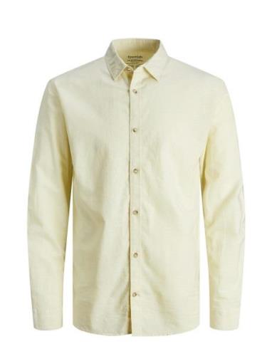 Jjesummer Linen Blend Shirt Ls Sn Tops Shirts Casual Cream Jack & J S