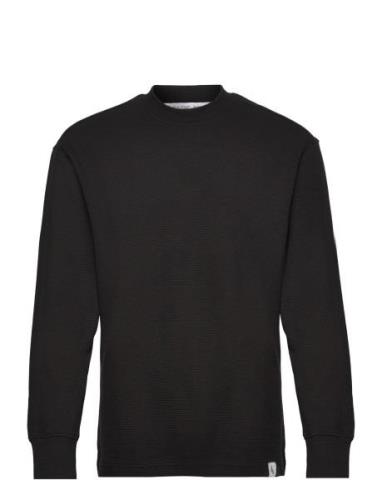 Woven Tab Waffle Ls Tops T-shirts Long-sleeved Black Calvin Klein Jean...