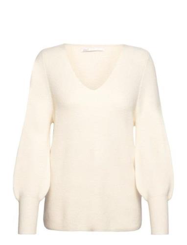 Onlatia L/S V-Neck Cuff Knt Noos Tops Knitwear Jumpers Cream ONLY