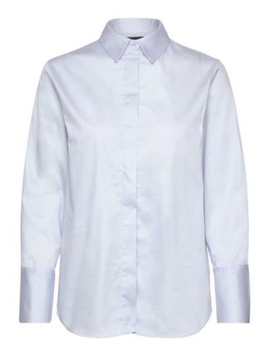 Lr-Isla Solid Tops Shirts Long-sleeved Blue Levete Room